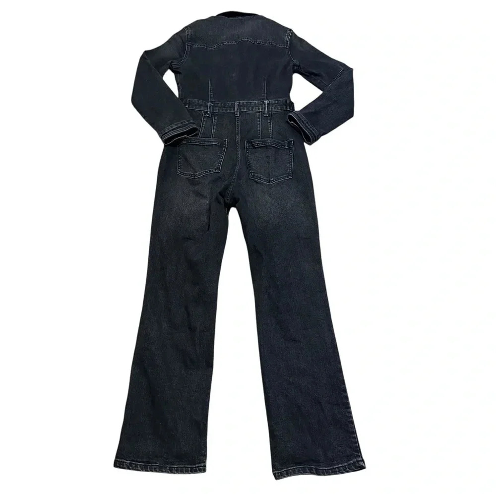 Free People CRVY Scandalous Coverall Size 2 Black Jumpsuit Stretchy - Picture 5 of 13